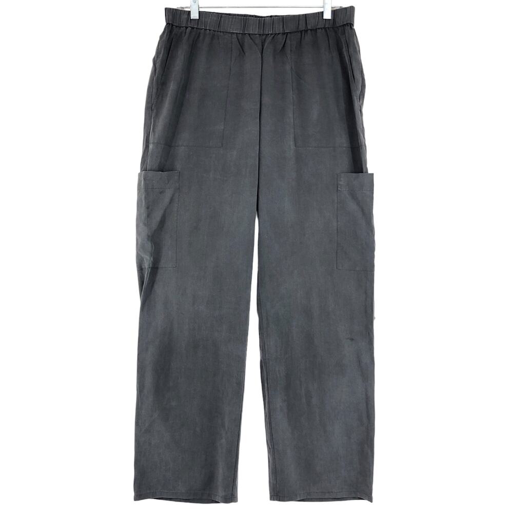 Eileen Fisher Womens Size SP Pants Grey Cargo Straight Leg Tencell TINY FLAW